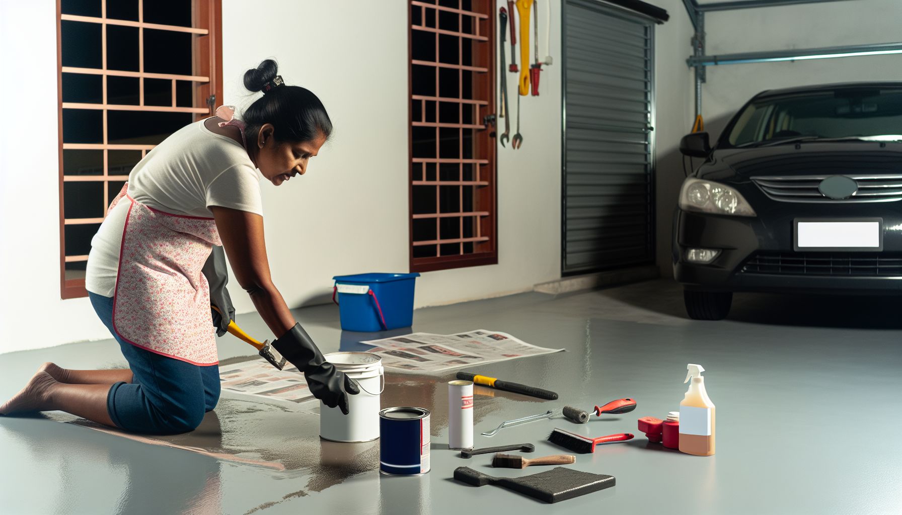 Garage floor epoxy coating application repair guide